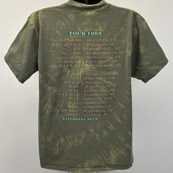 Vintage 90s Jimmy Buffett Barometer Soup Tour T Shirt 1995 Concert Green L Large - Picture 3 of 9